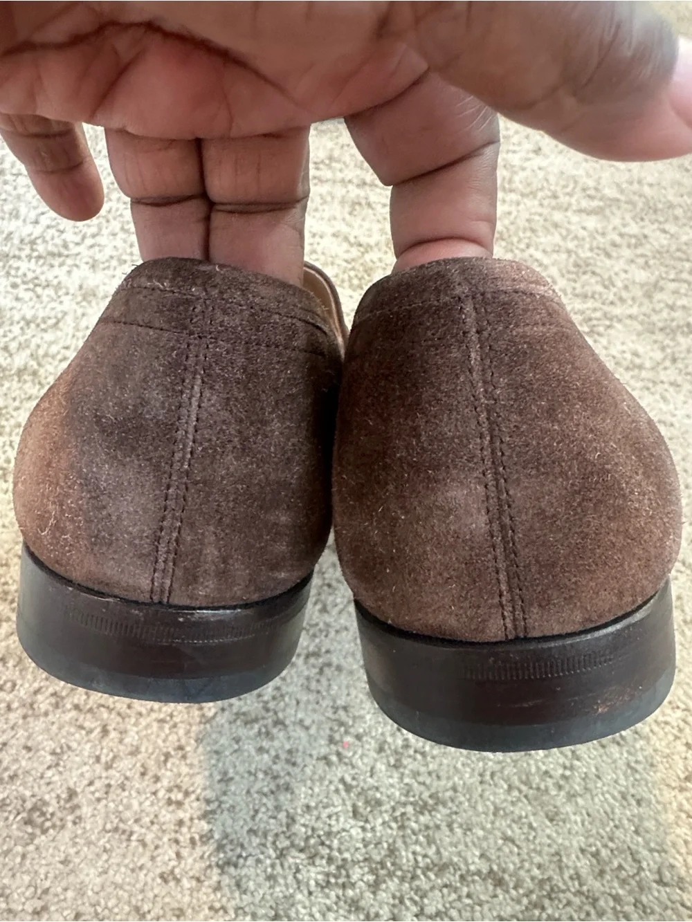 SALVATORE FERRAGAMO Mens Brown Suede Gancini Loafers 11.5